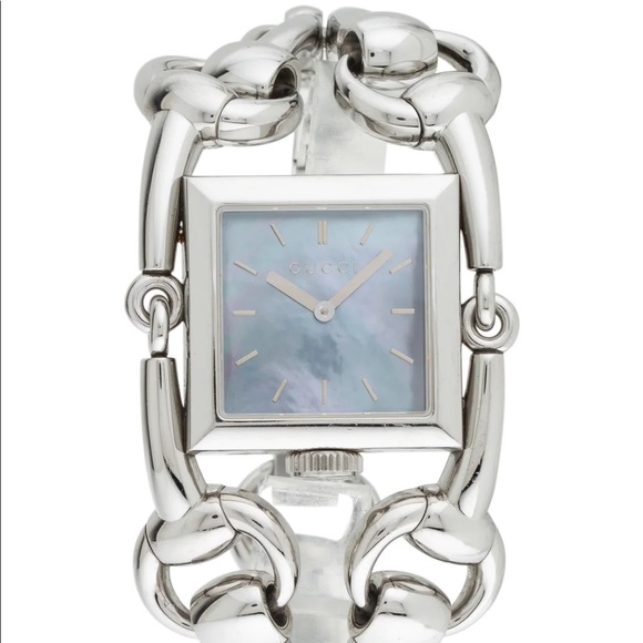 GUCCI SIGNORIA 25MM QUARTZ STAINLESS STEEL BLUE MOTHER OF PEARL WATCH - Picture 2 of 9